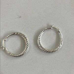 INC International Concepts Silver Twisted Hoop Earrings